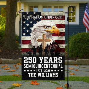 Custom Family Name One Nation Under God 1776 2026 Semiquincentennial 250 Years American Garden Flag HO82 900886