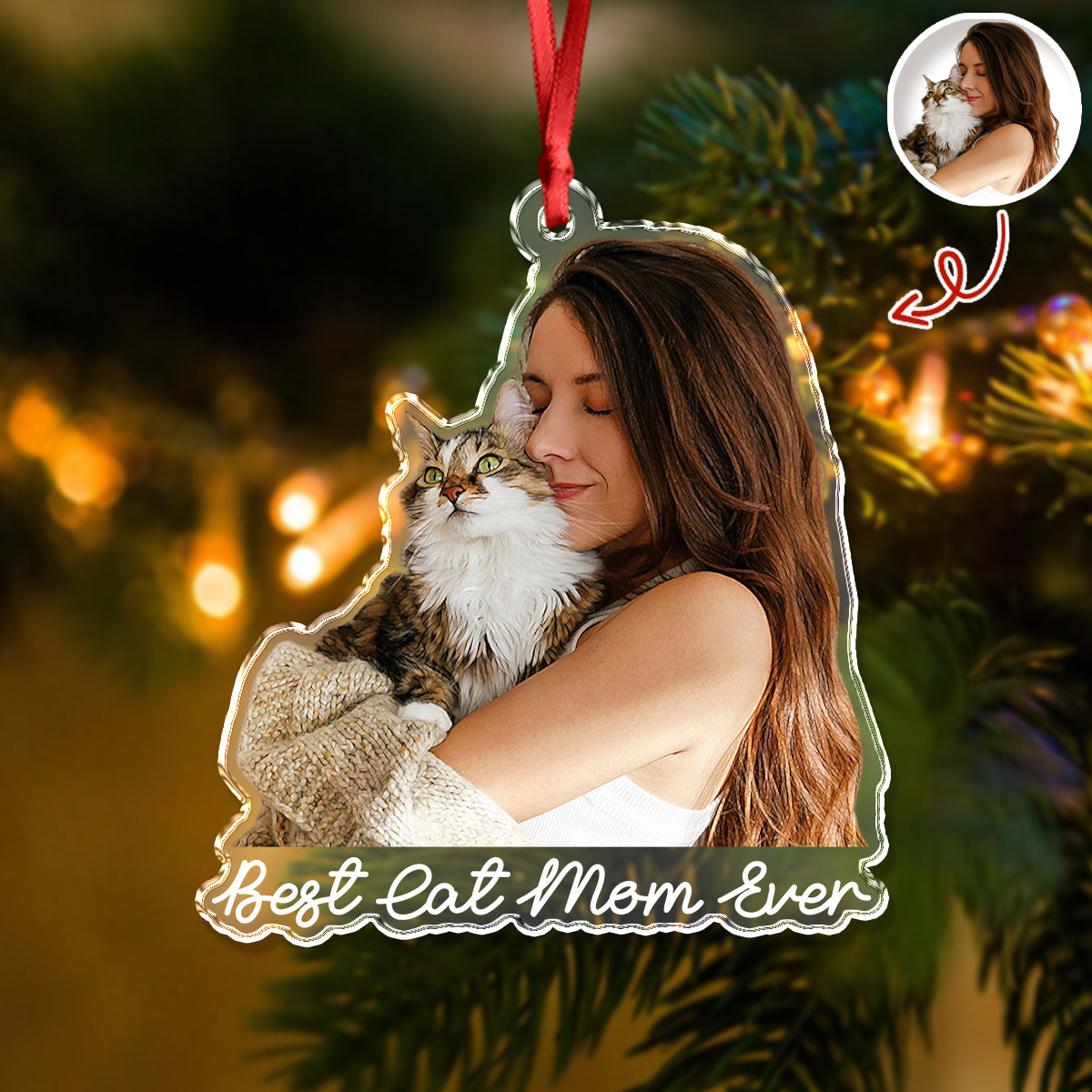 Custom Cute Cat Photo Memories 2025 Christmas Acrylic Ornament LM32 895989