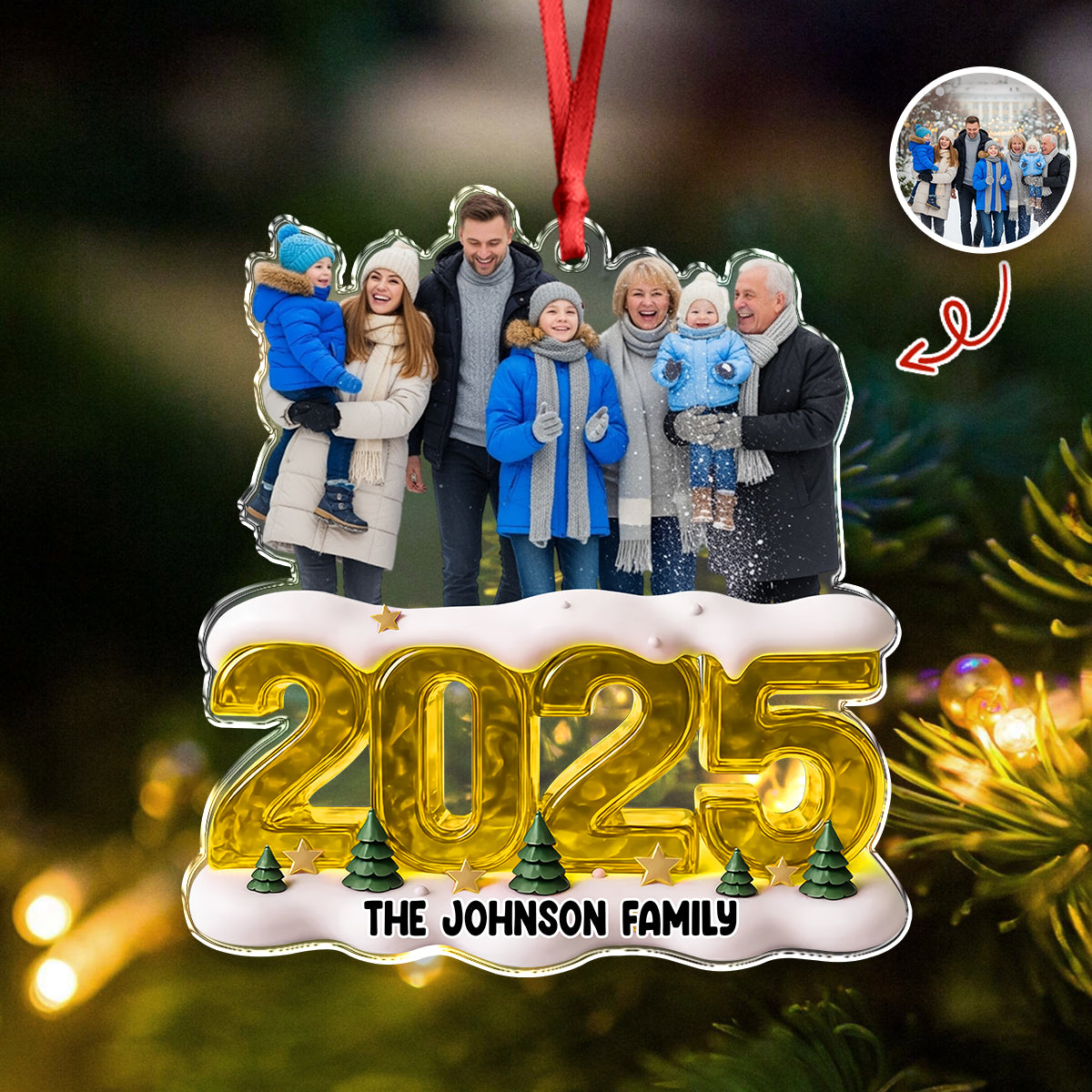 Custom Photo Memorable Year Family Acrylic Ornament Gift For Mom, Dad, Brother, Sister, Kids HO82 900120