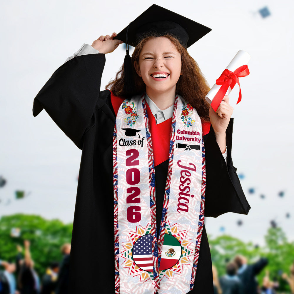 Personalized Country Flag Class of 2026 Graduation Stoles LM32 897969
