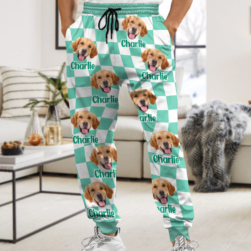 Custom Photo Dog Cat - Checkerboard Street Style Sweatpants HA75 892616