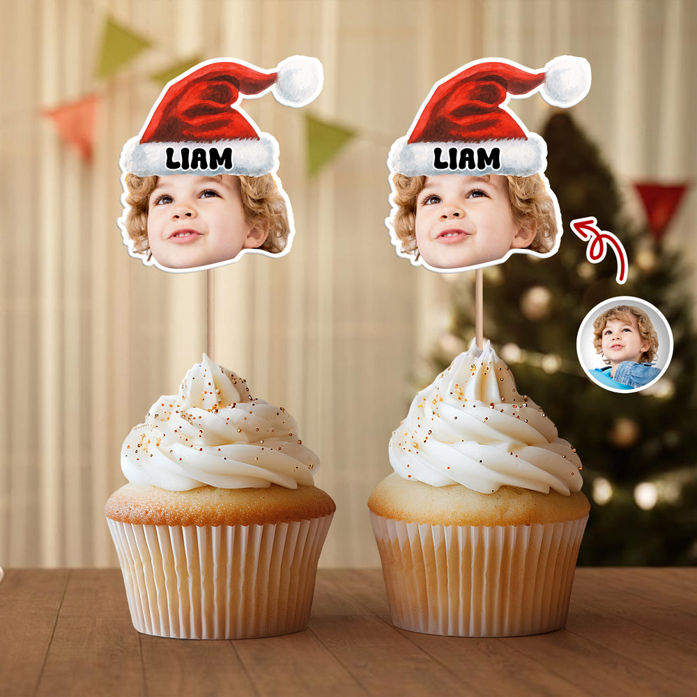 Custom Photo Christmas Party Cupcake Toppers LM32 895533
