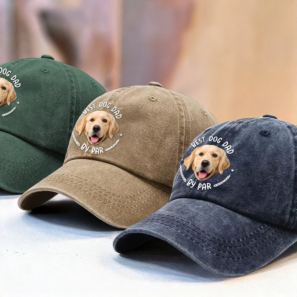 Custom Photo Best Dog Dad, Cat Dad By Par Washed Denim Baseball Cap HA75 892482