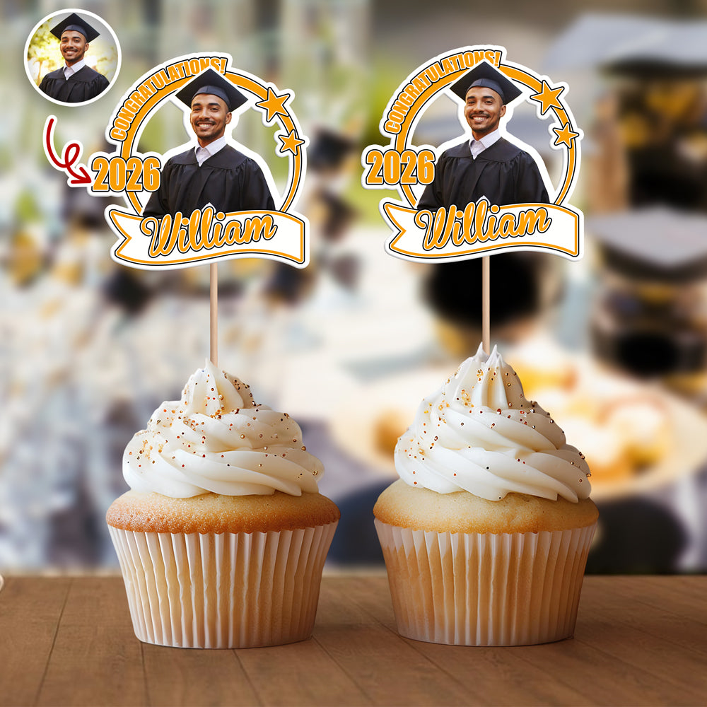 Custom Photo 2026 Graduation Cupcake Topper Personalized Name Party Graduation Gift TH10 898987