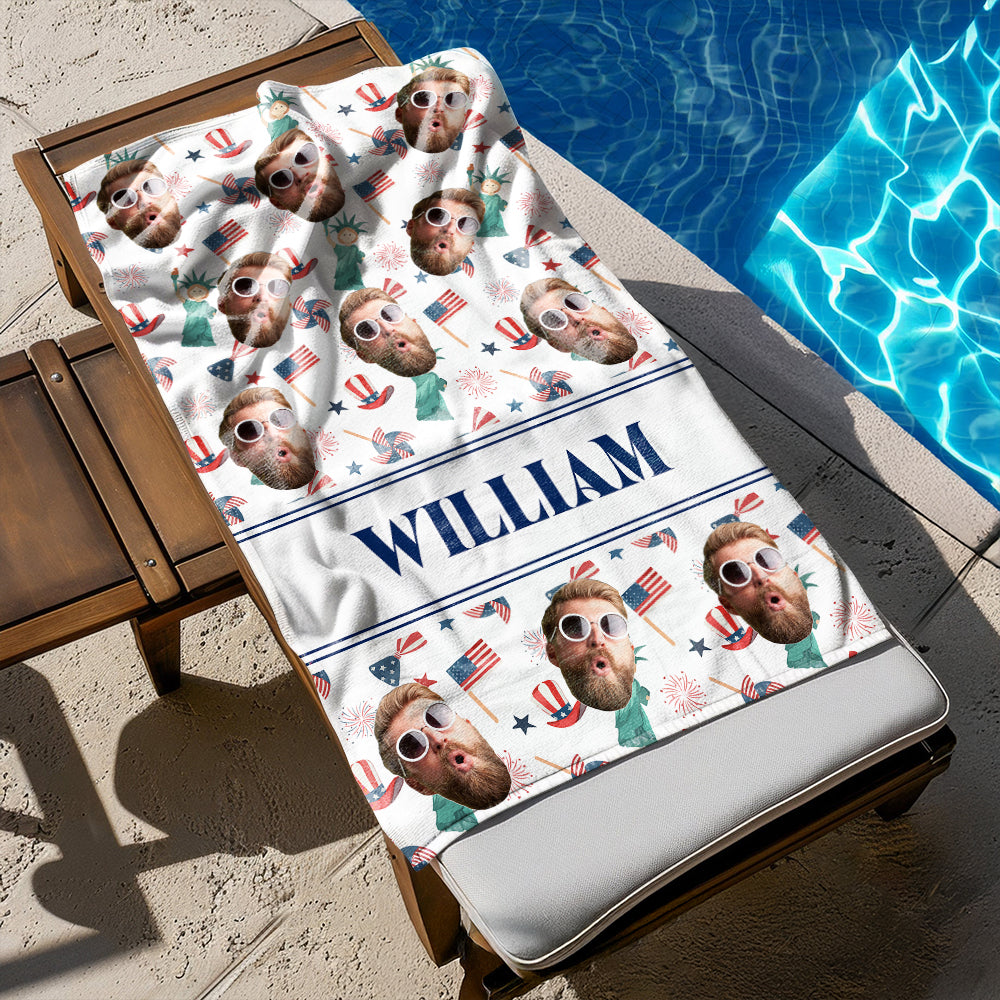 Custom Photo Patriotic America Independence Flag Day Beach Towel LM32 893513