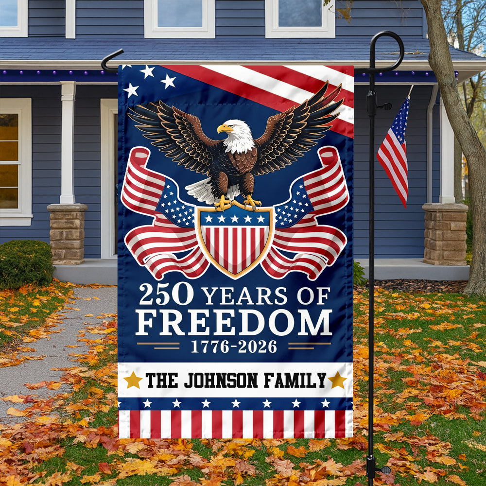 Custom Family Name USA 250 Years Of Freedom Garden Flag LM32 897963