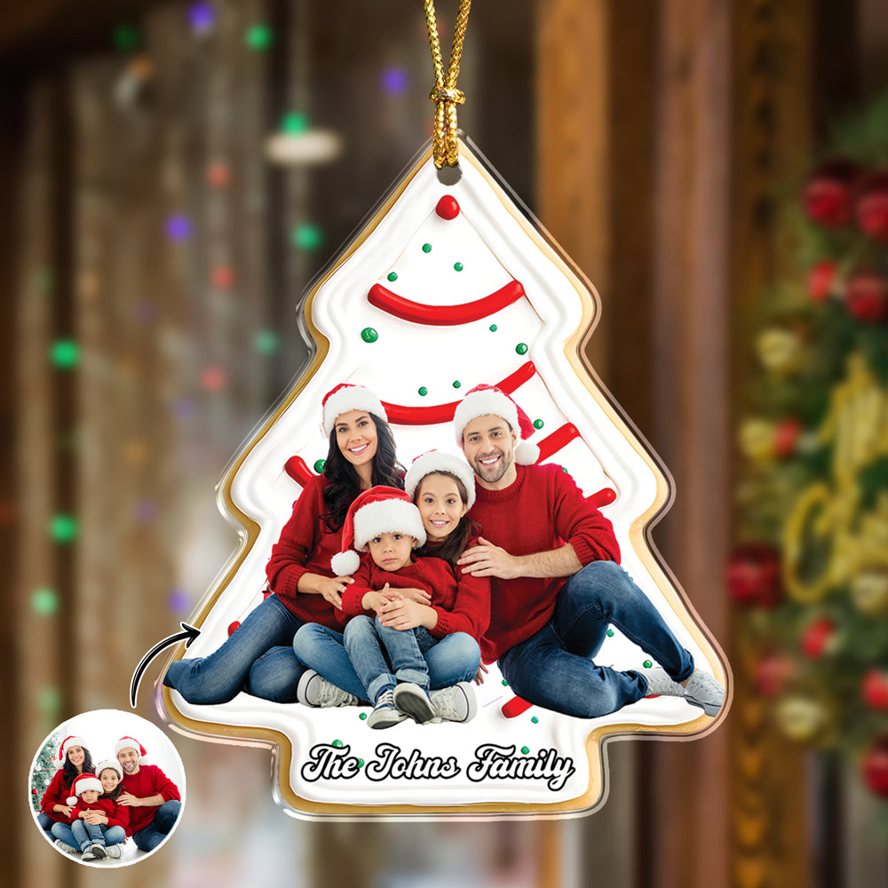 Custom Photo Christmas Tree Cake Family Acrylic Ornament Gift For Mom, Dad, Brother, Sister, Kids HO82 900072