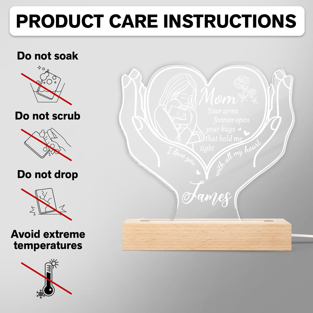 Custom Name Mom Your Arms Forever Open LED Night Light Mother's Day Gift TH10 169067