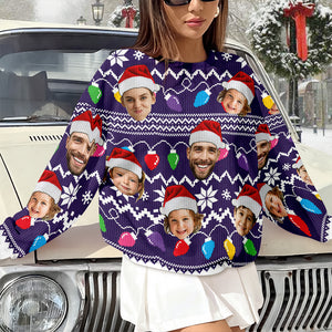 Custom Funny Face Photo Xmas Leds Family Ugly Sweater HO82 900076