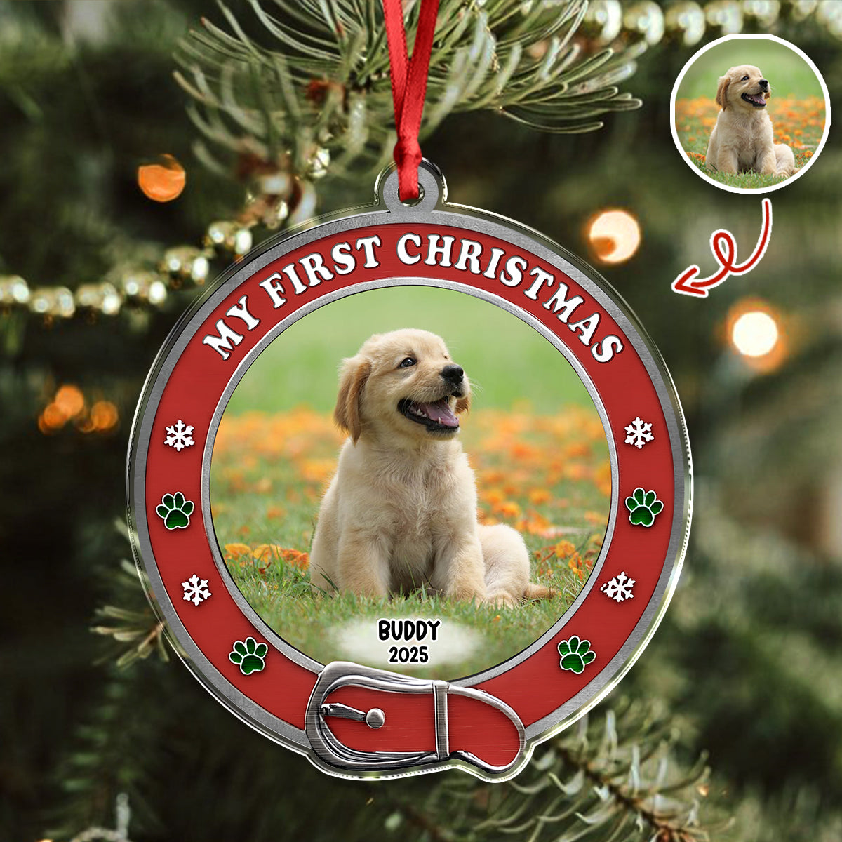 Custom Photo My First Christmas Dog Acrylic Ornament HA75 897188