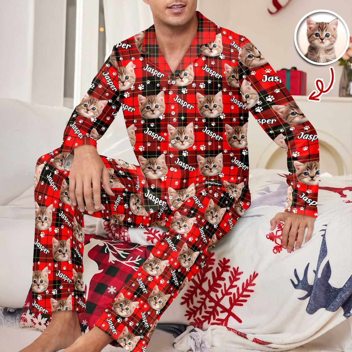 Custom Pet Face Name Christmas Pajamas Gift For Pet Lovers CH07 899950