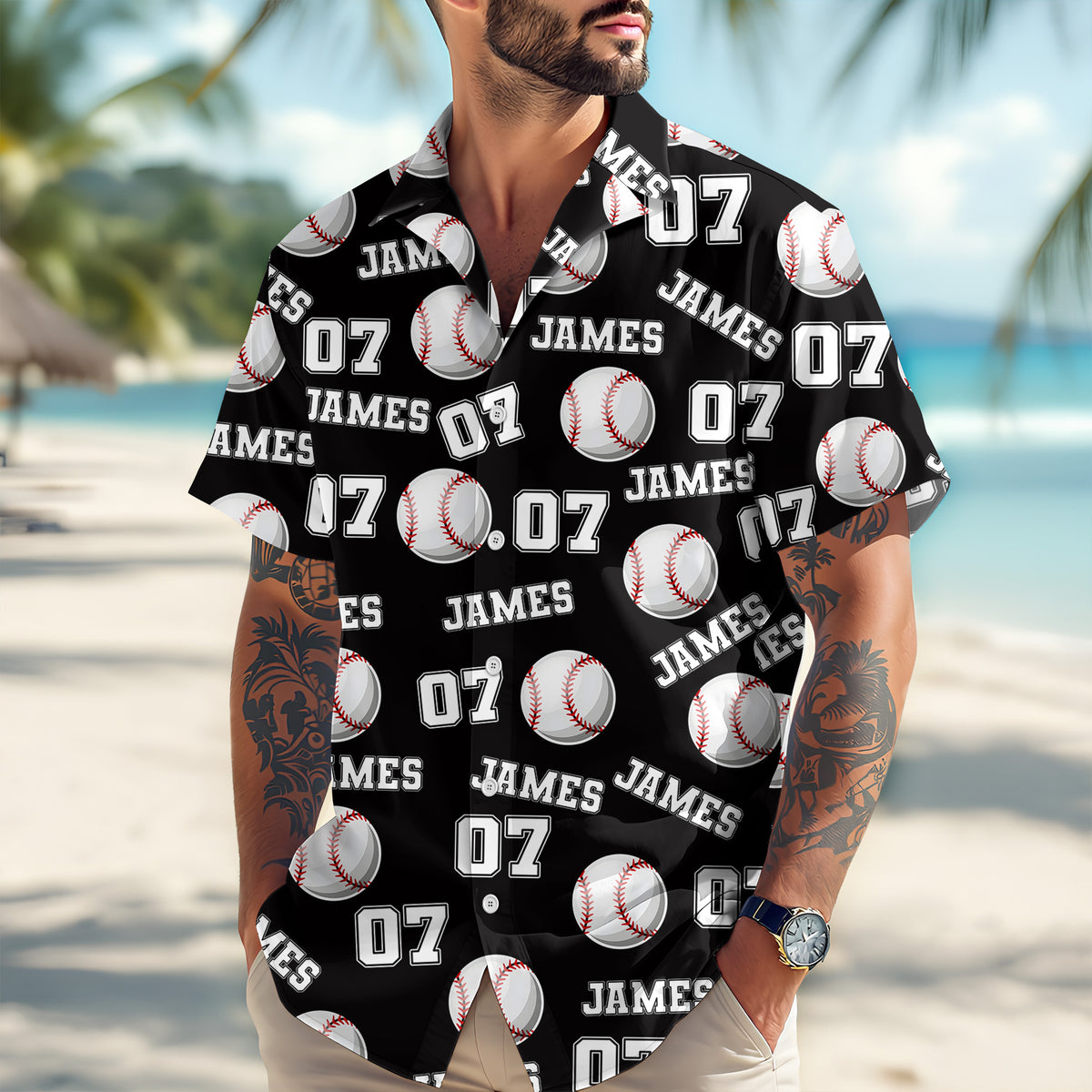 Custom Name And Number Hawaii Shirt For Baseball Player TH10 898197