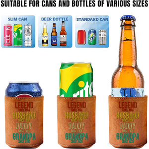 Legend Husband Daddy Grandpa - Family Personalized Leather Can Cooler Holder HA75 892524
