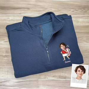 Custom Funny Face Golf Print Quarter Zip Sweater HA75 898650