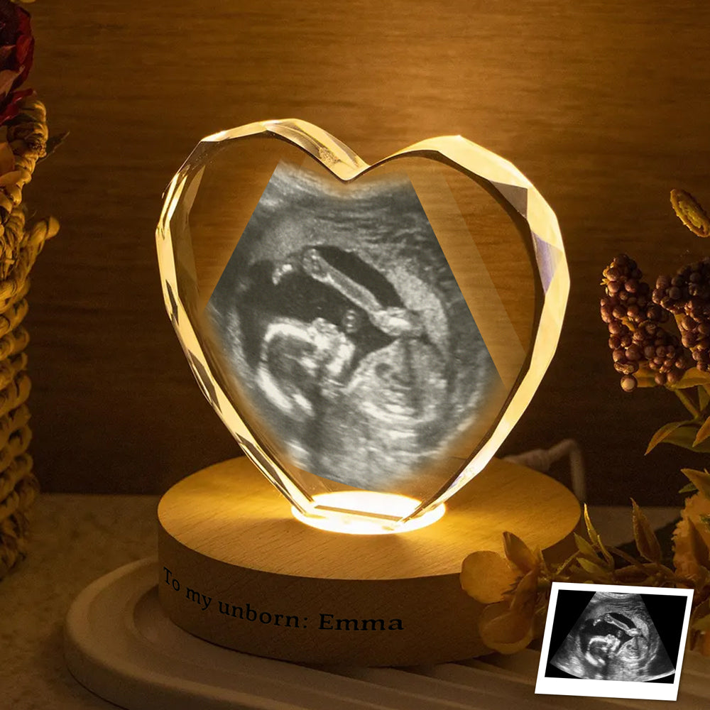 Custom Photo Baby Bump Engraved Crystal Photo With Light Gift For Family CH07 910052