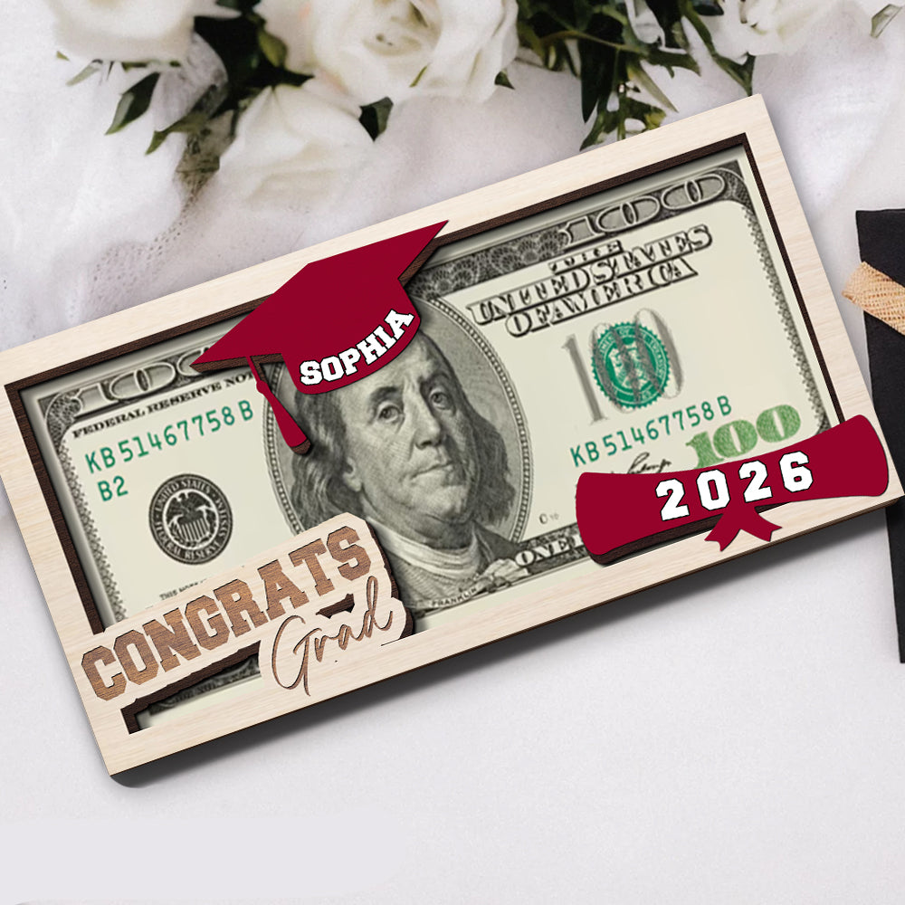 Custom Name Congratulations Class Of 2026 Wood Money Holder CH07 895514
