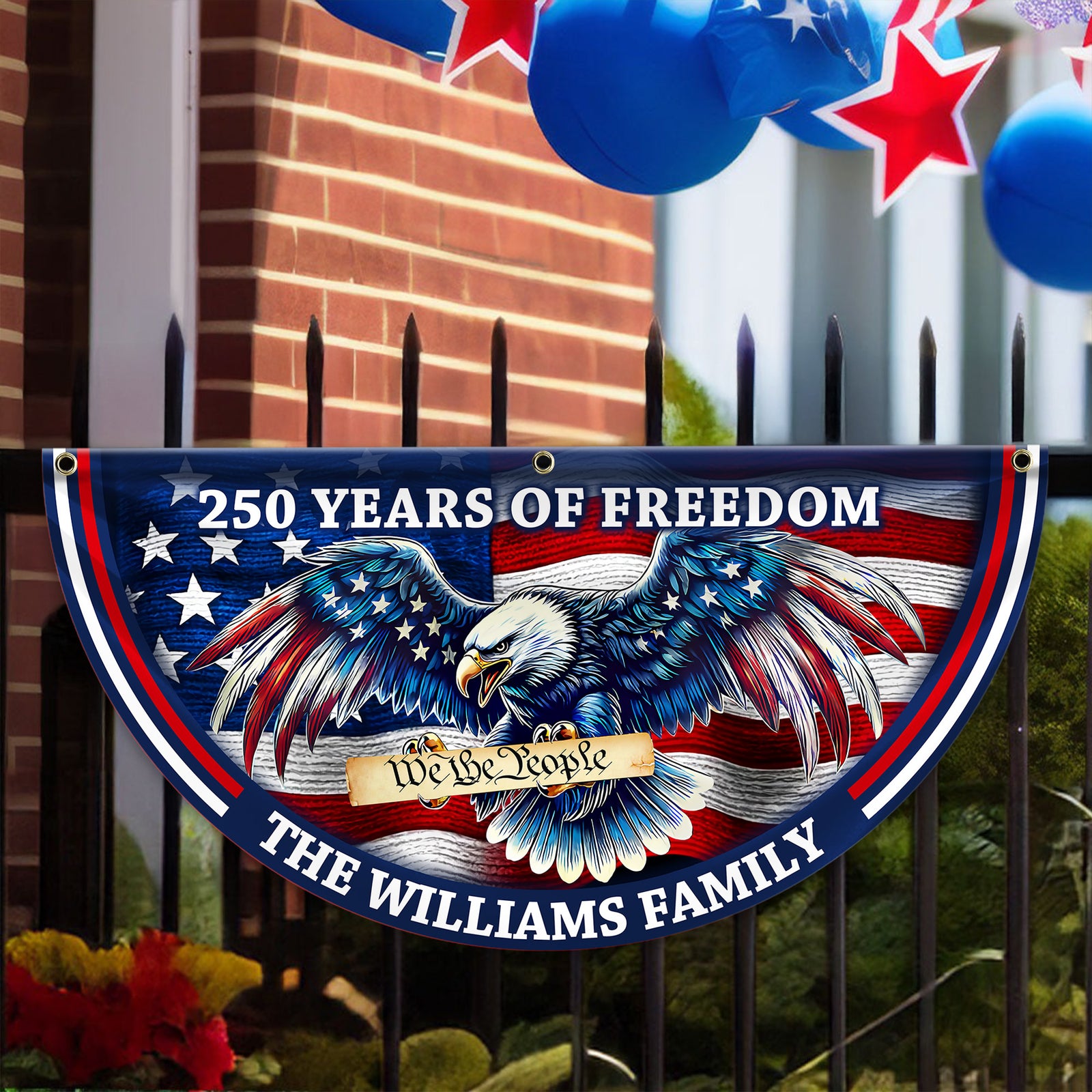 Custom Name Patriotic Eagle We The People Non-Pleated Fan Flag CH07 910562