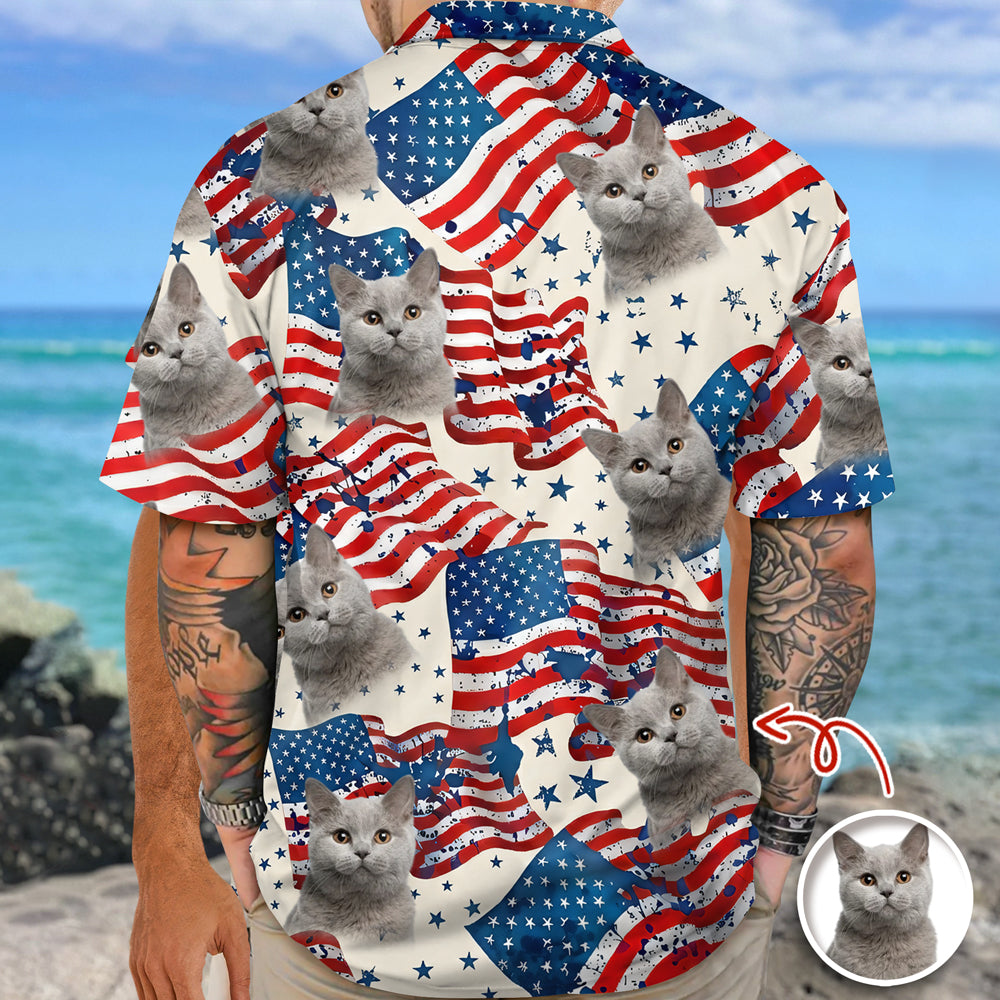 Custom Dog, Cat Photo American Eagle Flag Independence Hawaii Shirt LM32 897919