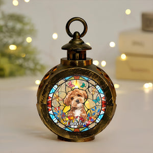 Custom Dog Photo With Flower Memorial Candlelight Lantern Ornament HO82 900224