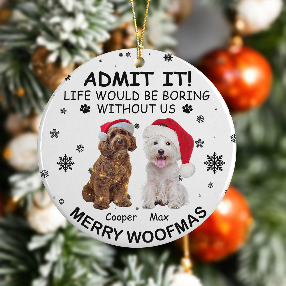 Custom Dog Cat Photo Life Would Be Boring Without Me Ceramic Ornament Christmas Gift CH07 896264