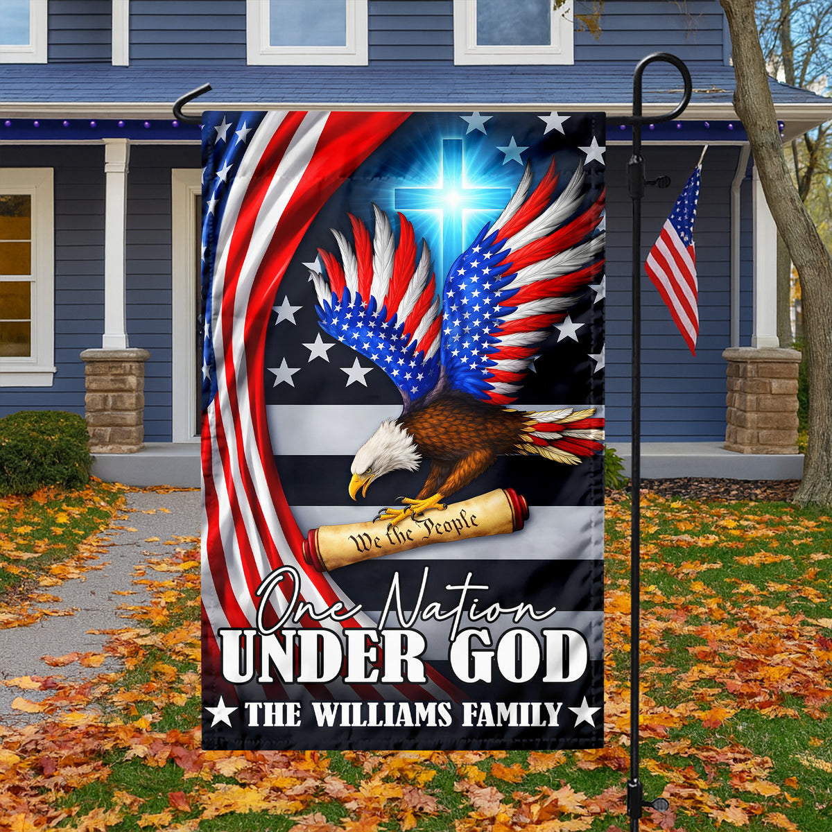 Custom Family Name One Nation Under God Patriot Eagle We The People Garden Flag HO82 900942