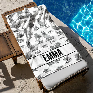 Custom Dog Breeds Chinoiserie Toile De Jouy Style Personalized Beach Towel HA75 892580