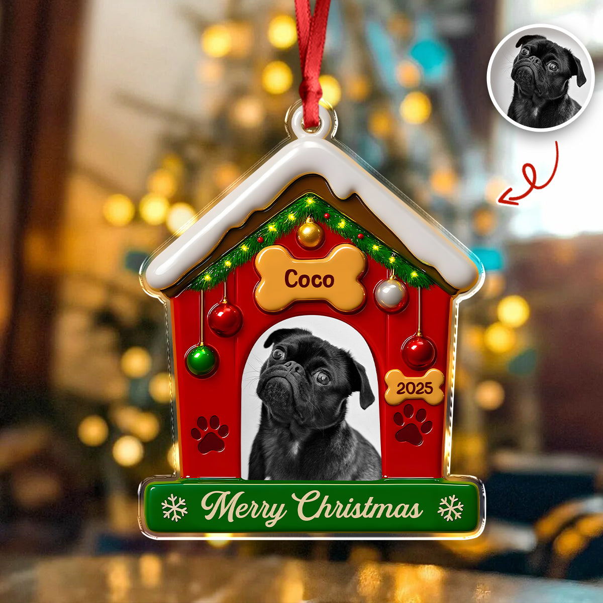 My First Christmas With Dog Photo Acrylic Ornament Gift For Dog Lovers CH07 896840