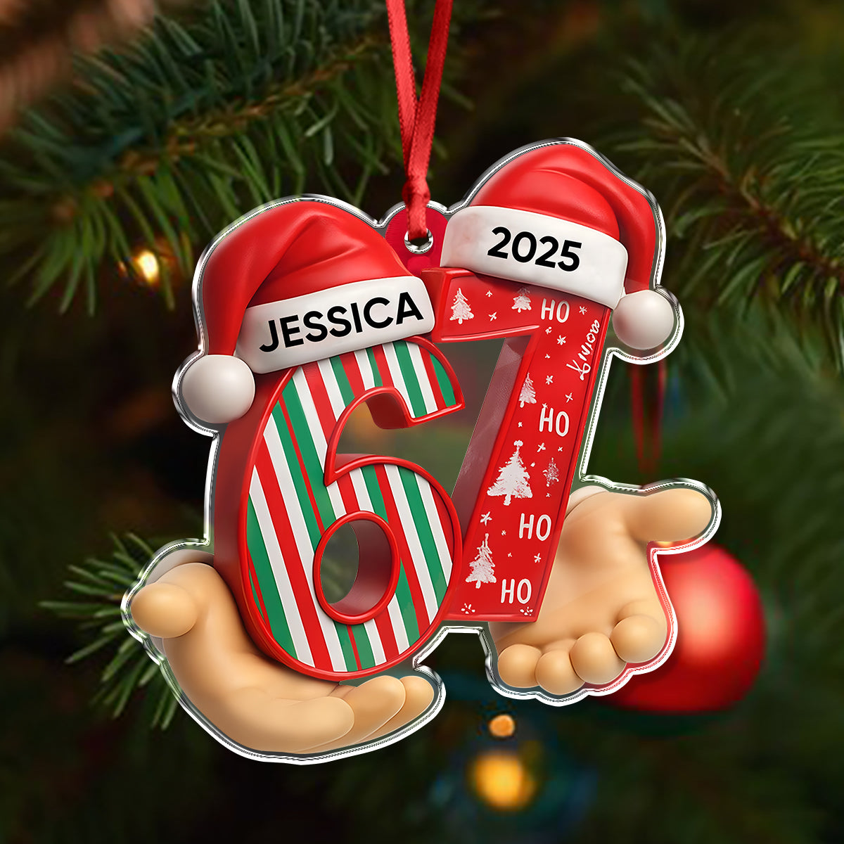 Custom Name and Year 67 Acrylic Ornament Funny Six Seven Ornament Christmas Gift CH07 899158