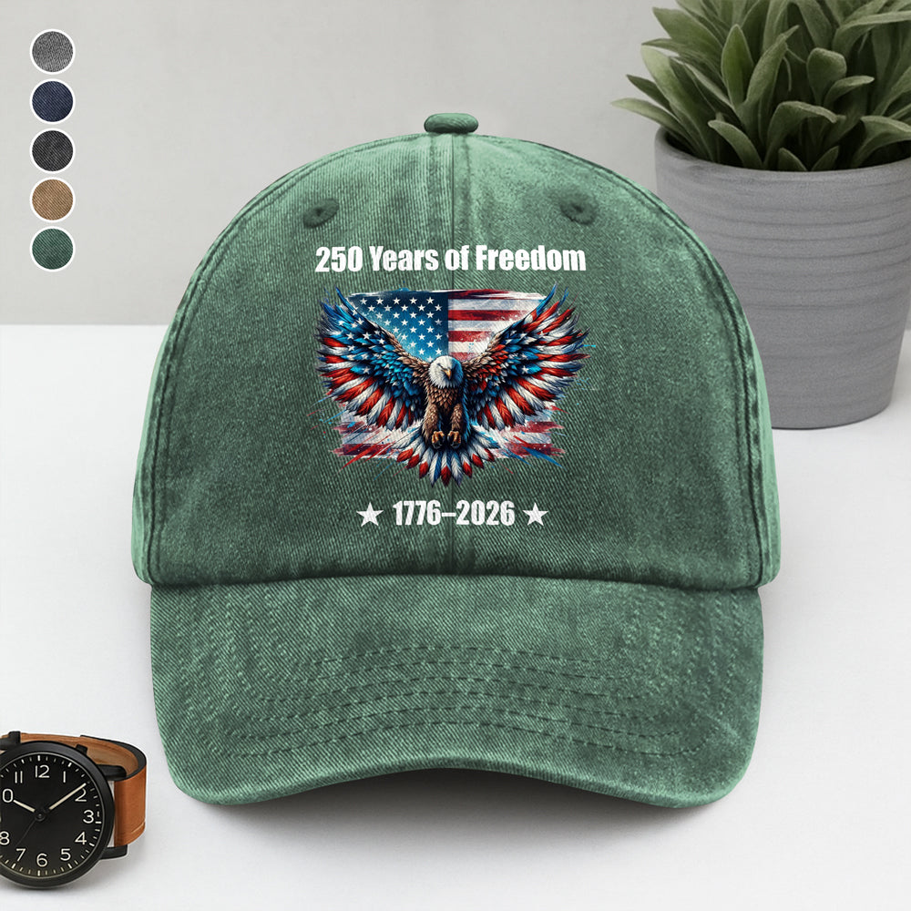 250 Years of Freedom With Eagle Washed Denim Baseball Cap TH10 898359