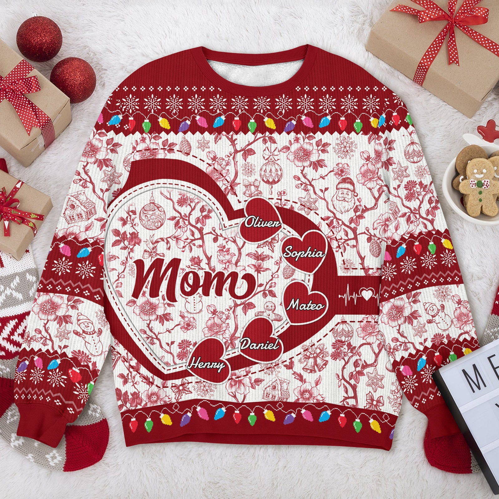 Grandma Mom Toile De Jouy - Personalized Ugly Sweater CH07 896638