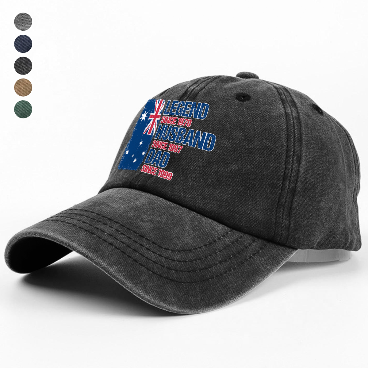 Legend, Husband, Dad And Grandpa Washed Denim Baseball Cap For Dad TH10 894269