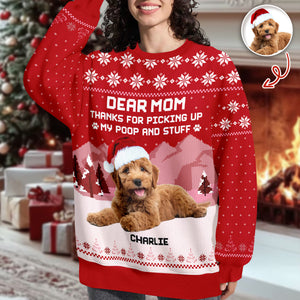 Thank For Picking Up My Poop And Stuff Custom Dog Photo Ugly Sweater CH07 896596