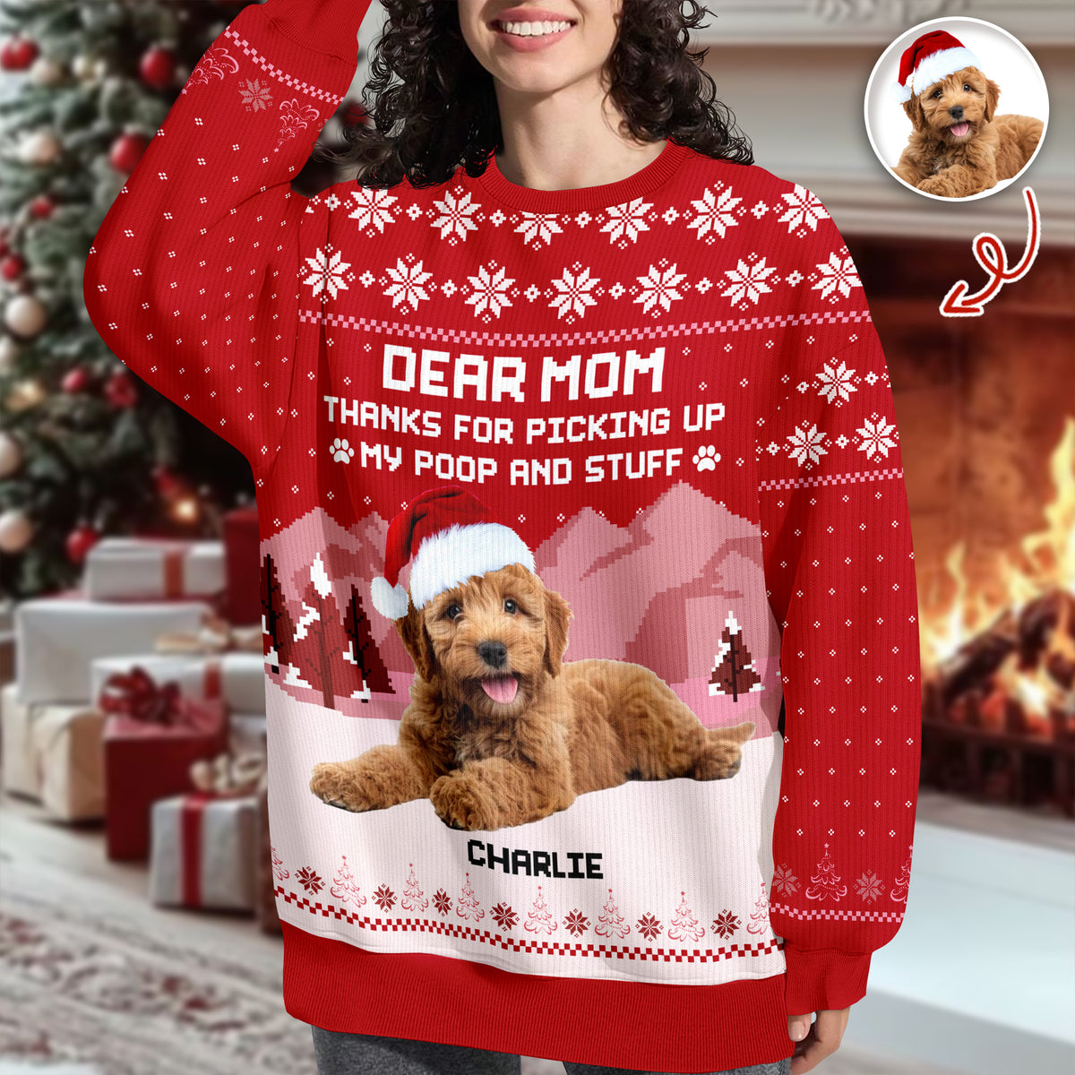 Thank For Picking Up My Poop And Stuff Custom Dog Photo Ugly Sweater CH07 896596