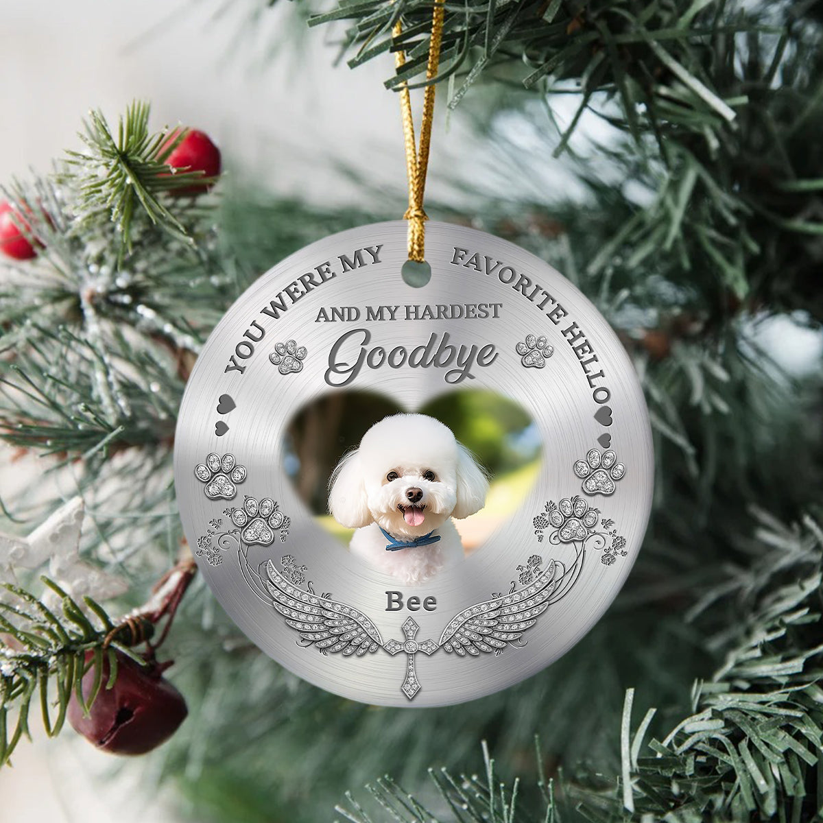 Custom Photo Pet Christmas Memorial Sympathy Ceramic Ornament Gifts For Pet Lovers LM32 893897