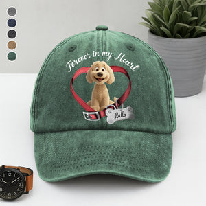 Custom Cute 3D Dog Forever In My Heart Memorial Washed Denim Baseball Cap HA75 898154