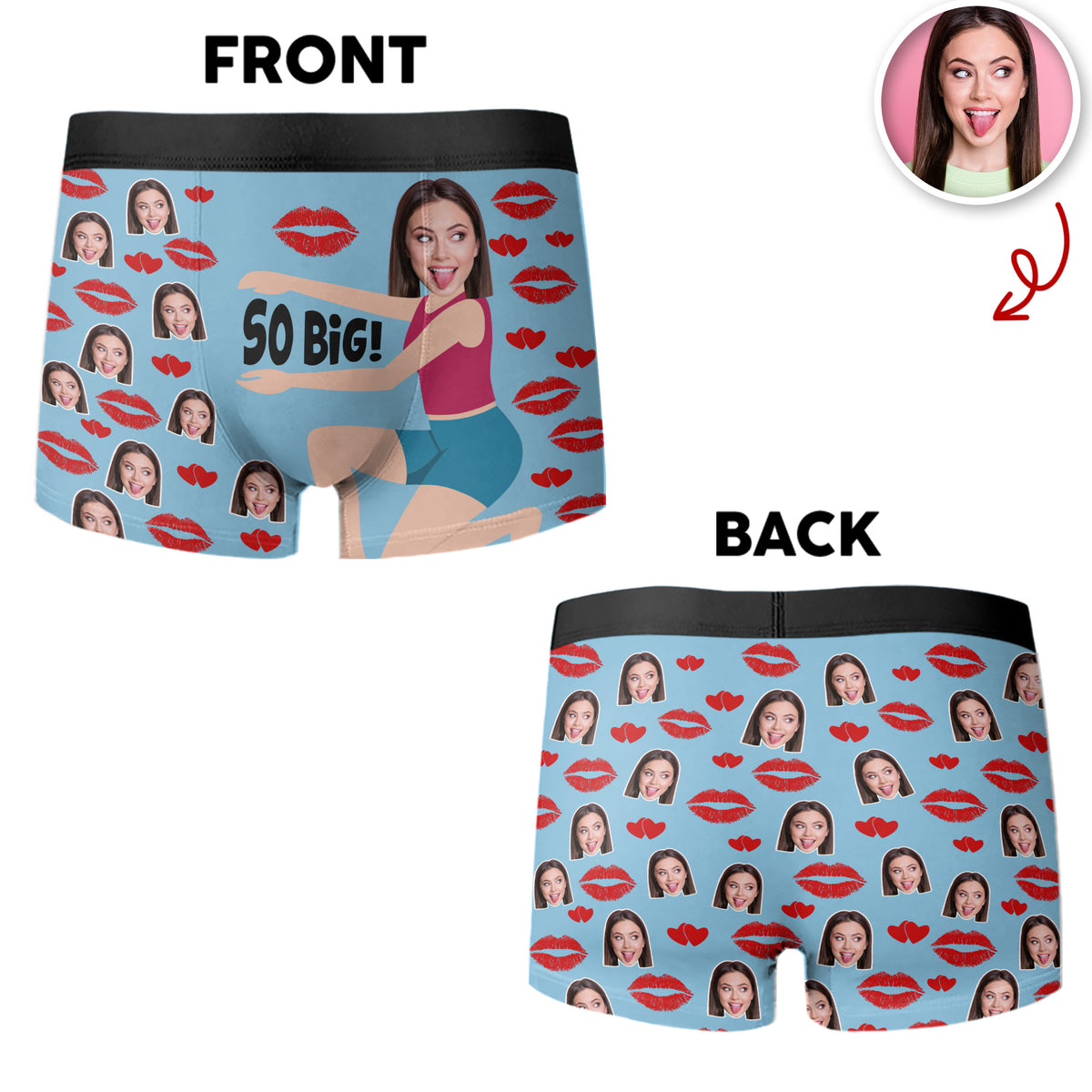 Custom Funny Photo So Big! Personalized Men's Boxer Valentine Gift,  Anniversary Gift HA75 898932
