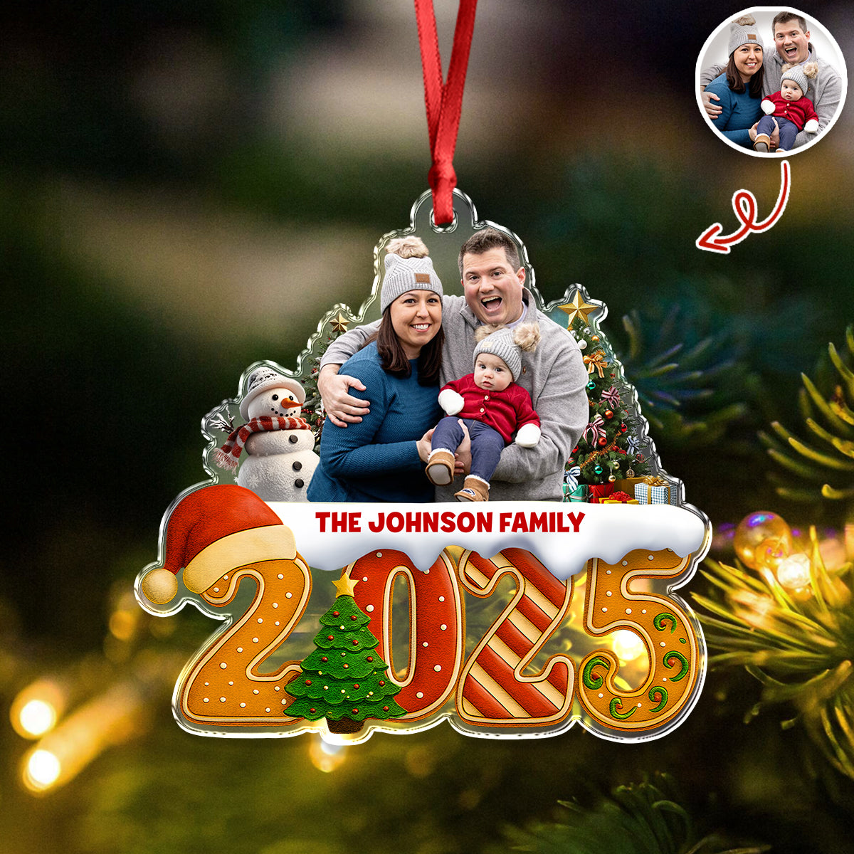 Custom Family Christmas Cake Crew Photo - Personalized Acrylic Ornament CH07 899702