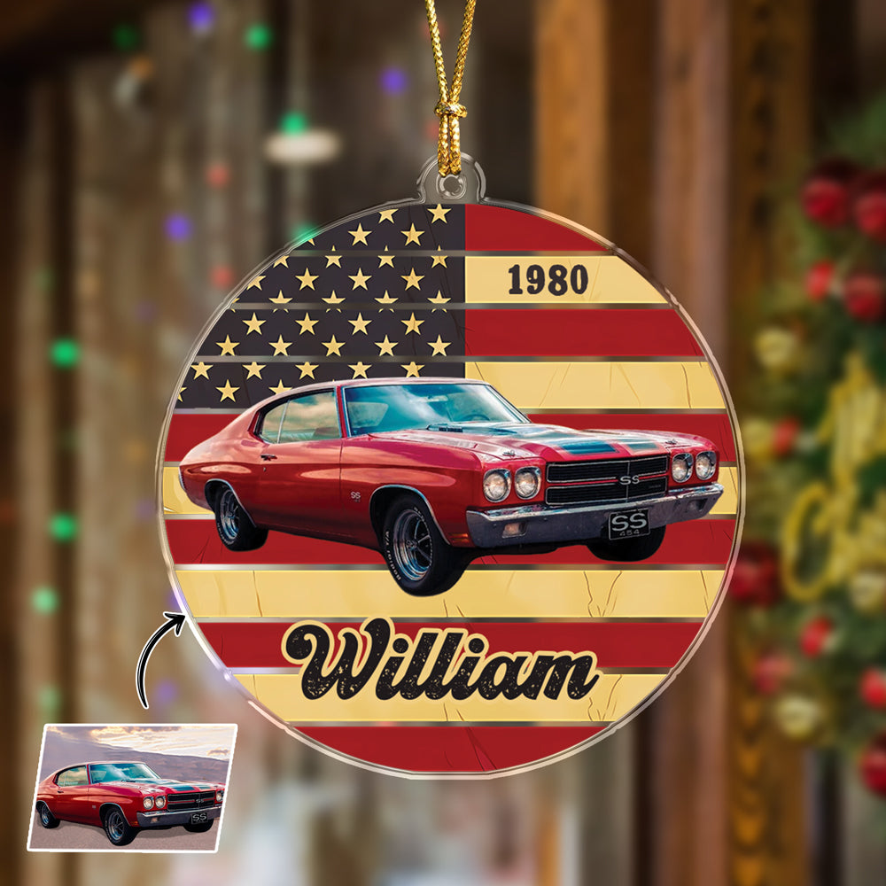 Custom Photo Vintage Retro Car Acrylic Ornament HA75 897274