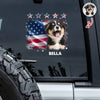 Custom Photo Dog With American Flag Car Window Decal Sticker HA75 920564