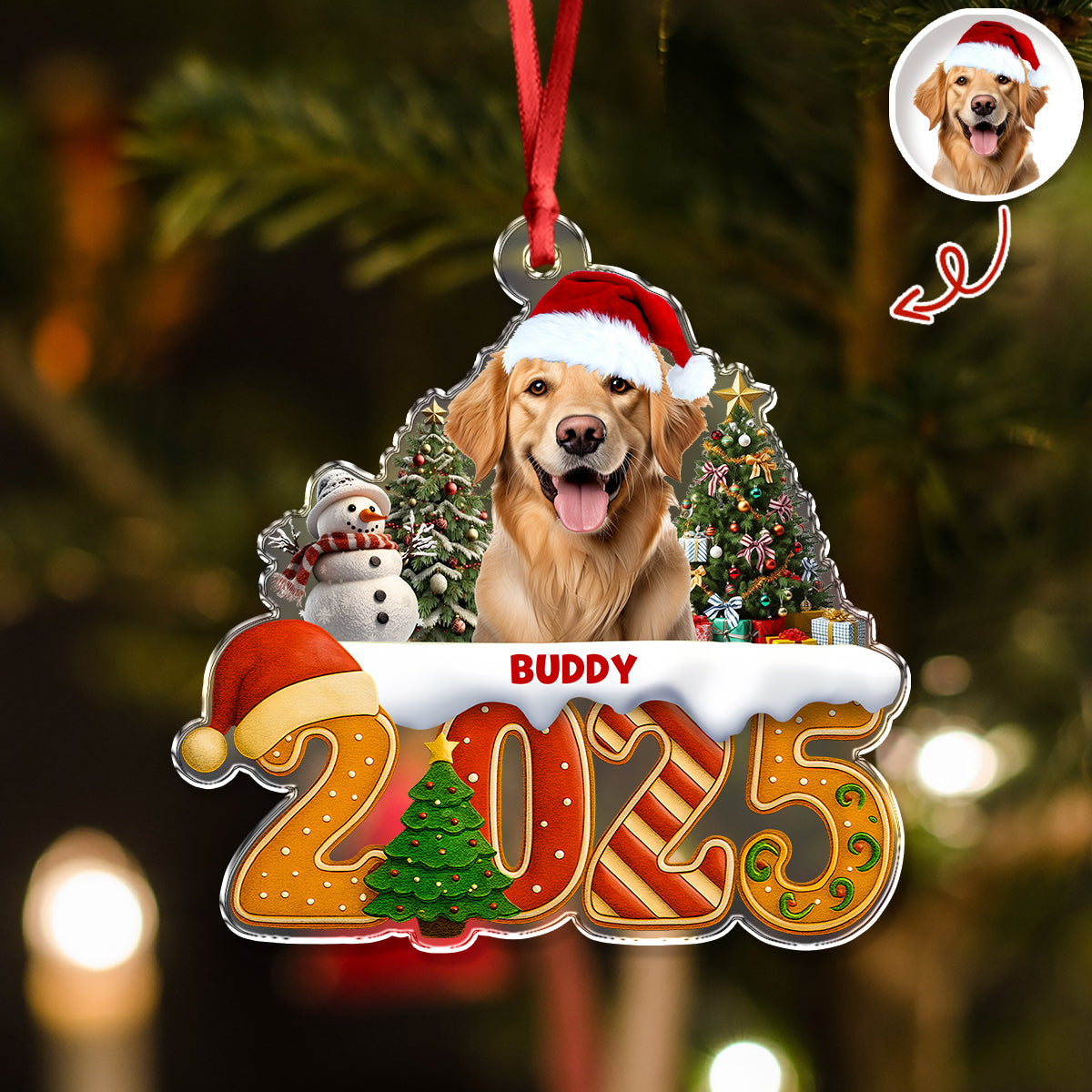 Custom Dog Christmas Cake Crew Photo - Personalized Acrylic Ornament CH07 899704