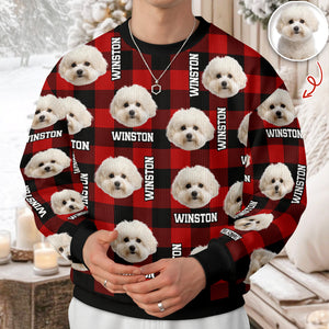 Custom Dog Photo And Name Christmas Ugly Sweater For Dog Lover TH10 896679