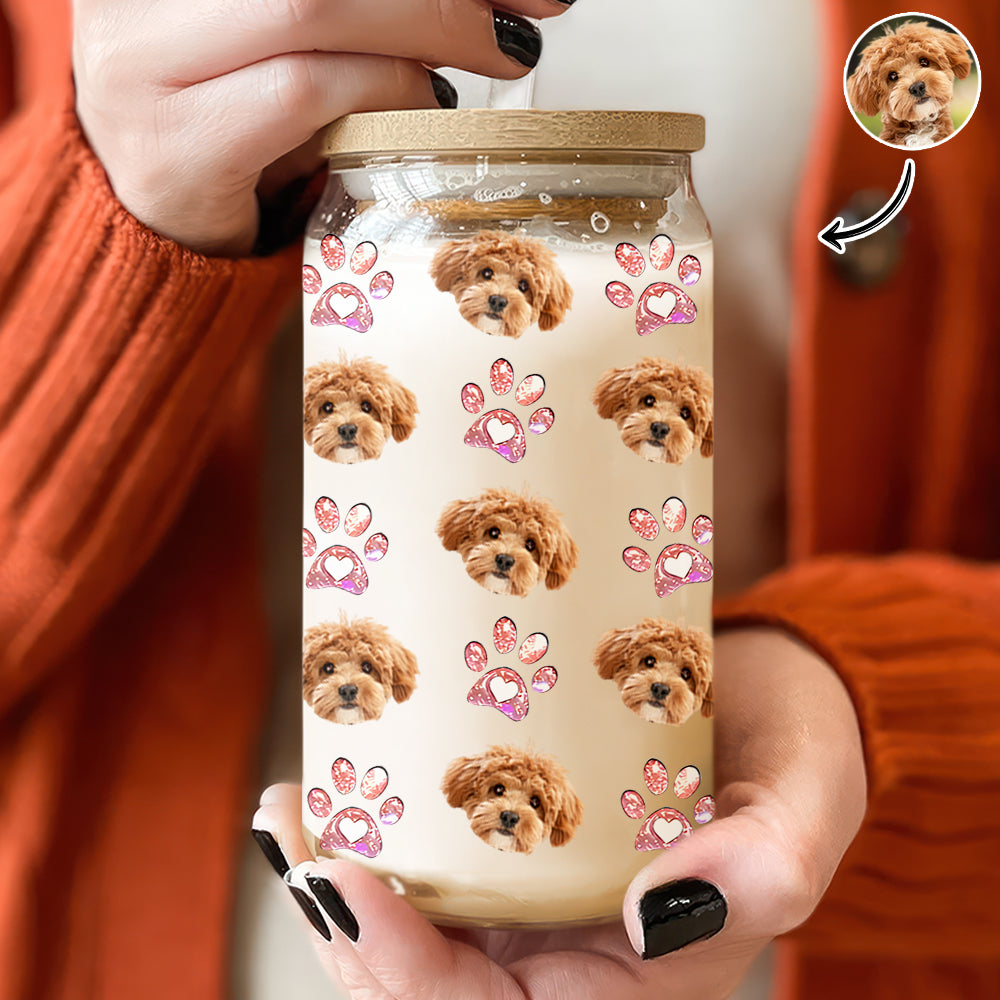 Custom Photo Dog Cat Pet Glass Can With Lid For Dog Cat Lovers HA75 898488