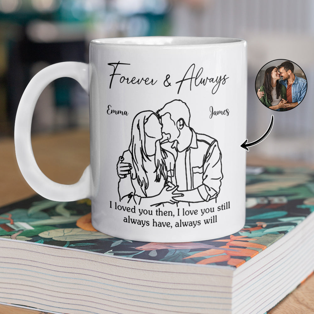 Custom Photo Anniversary Wedding Gifts For Husband And Wife, Him And Her White Mug CH07 899842