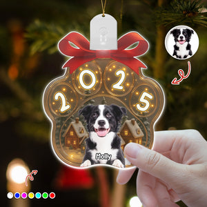 Custom Cute Dog Photo Personalized Dog Paw Christmas Led Ornament CH07 896778