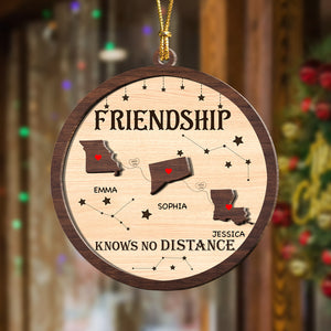 Always Under The Same Sky - Personalized 2-Layered Wooden Ornament Gifts For Besties CH07 899336