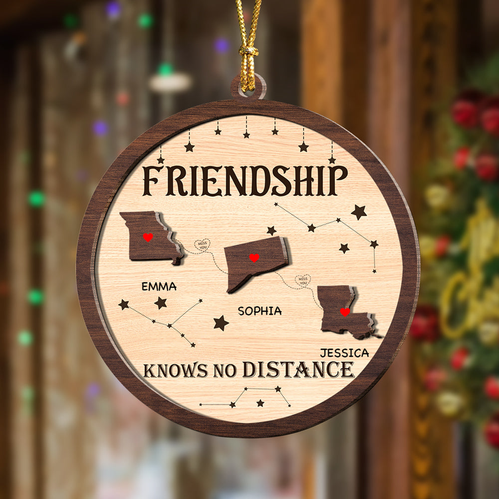 Always Under The Same Sky - Personalized 2-Layered Wooden Ornament Gifts For Besties CH07 899336