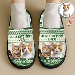 Custom Photo Best Cat Mom Ever Slipper Christmas Gift For Cat Lovers CH07 896782