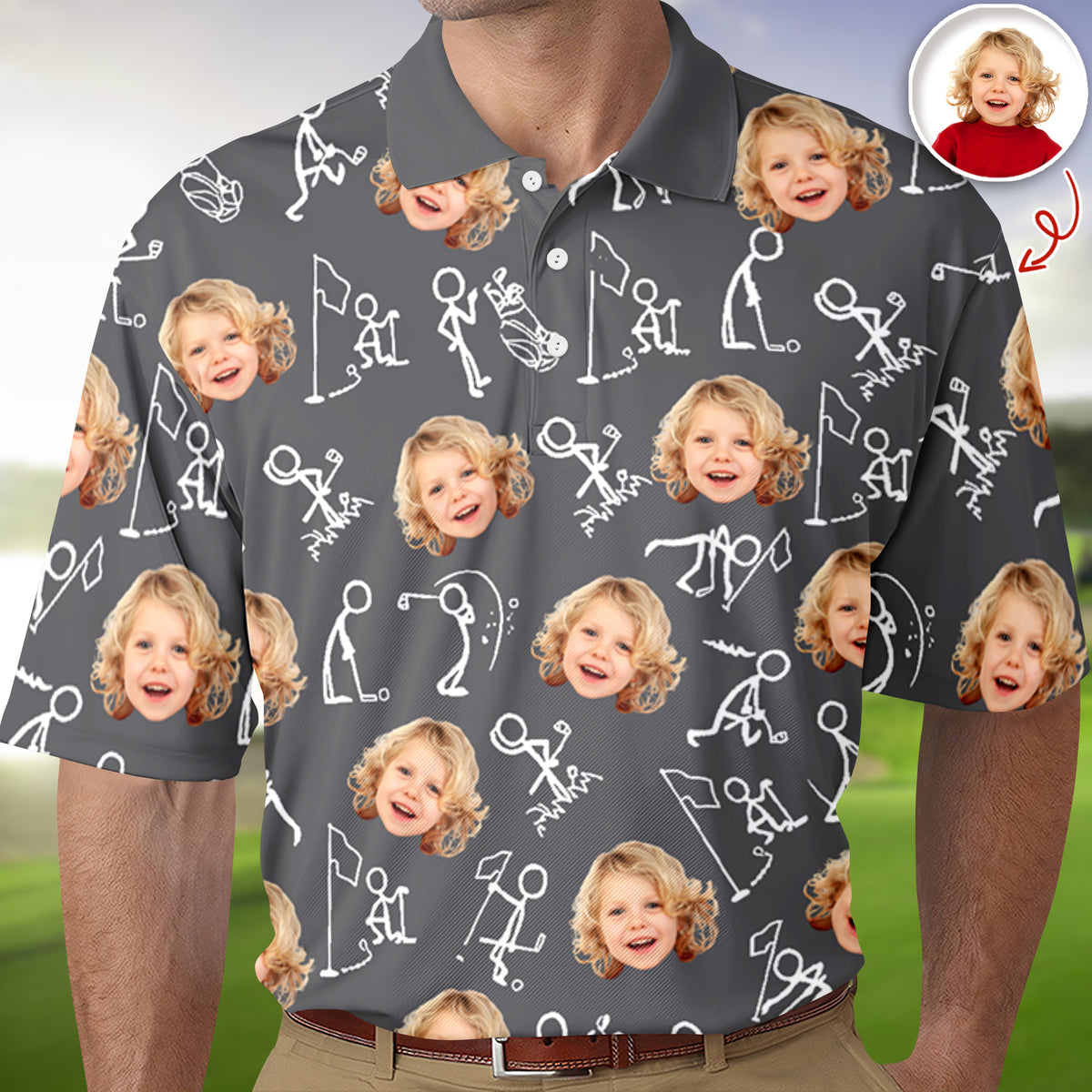 Custom Funny Face Minimalist Golf Pose Polo Shirt Gift For Golfer, Golf Lovers LM32 897617