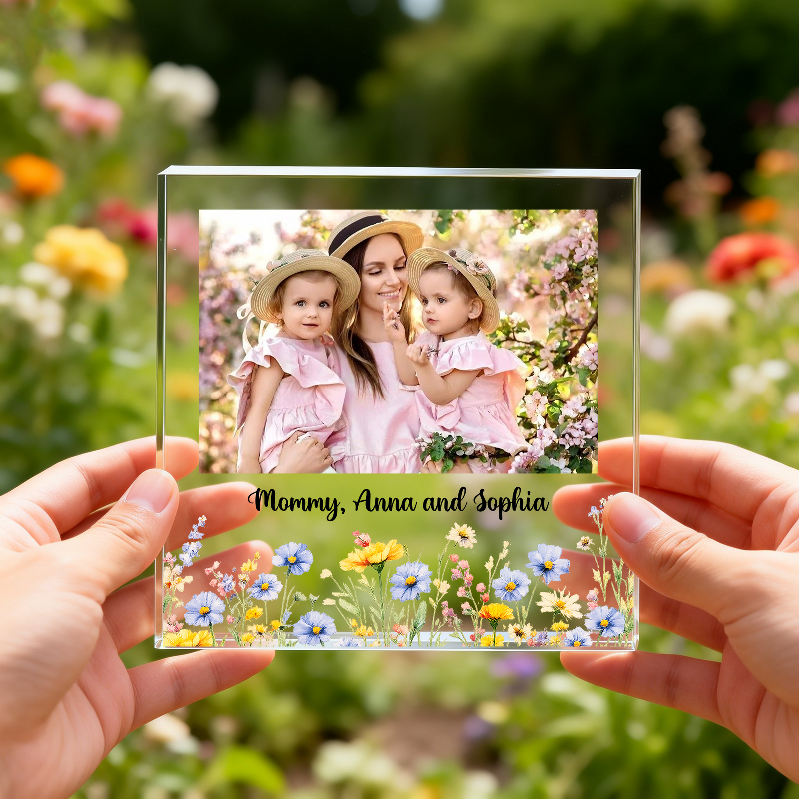 Custom Photo Floral Frame Acrylic Block Plaque Gift For Birthday, Mother's Day LM32 899431