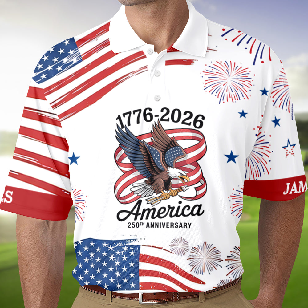 Custom Name God Bless America 1776-2026 Polo Shirt TH10 169273
